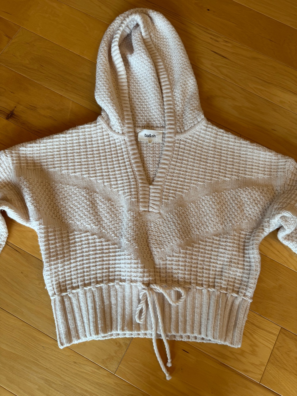 ba&sh Cream Textured Open-Front Cardigan